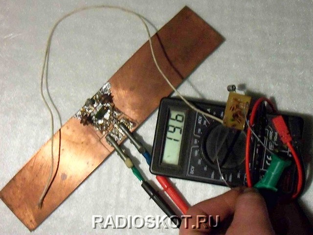 Проверка схемы радиожука, питающегося от батарейки 1,5В.